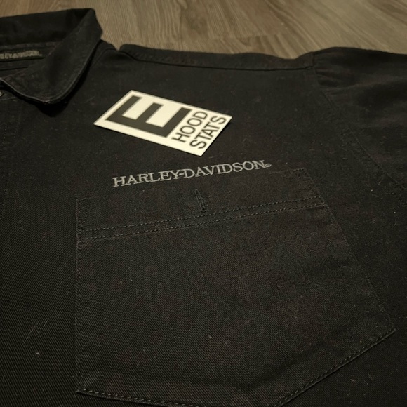 Harley Davidson Black Button Down Long Sleeve Embroidered Logo Mens Size L Shirt - Picture 11 of 17